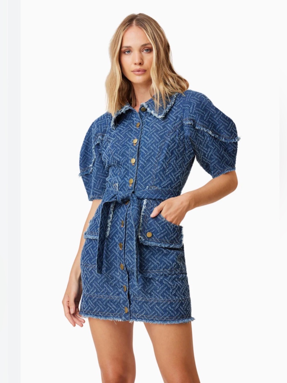 Elliatt Cora Denim Day Dress-Navy. Size Medium. NWT